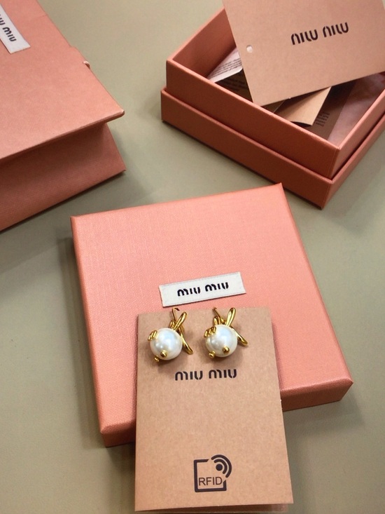 Miu Miu Jewelry - Miu Miu Gold Pearl Bunny Ear Stud Earrings